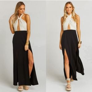 Show Me Your MuMu Millie Maxi Cross Over Halter Open Back Halter Dress Medium